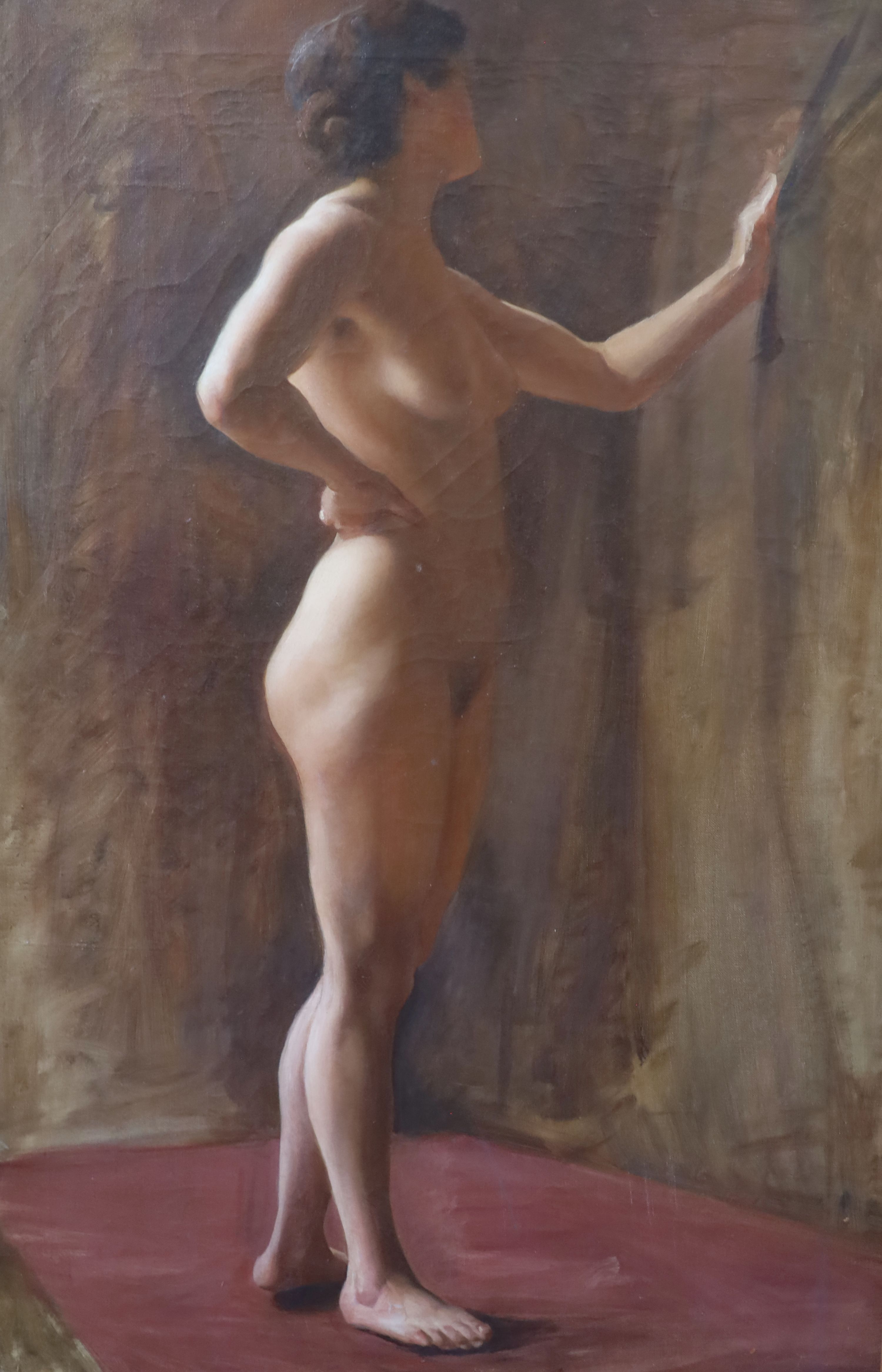 Margaret Lindsay Williams (1888-1960), Standing female nude in a studio, Oil on canvas, 90x 60cm.